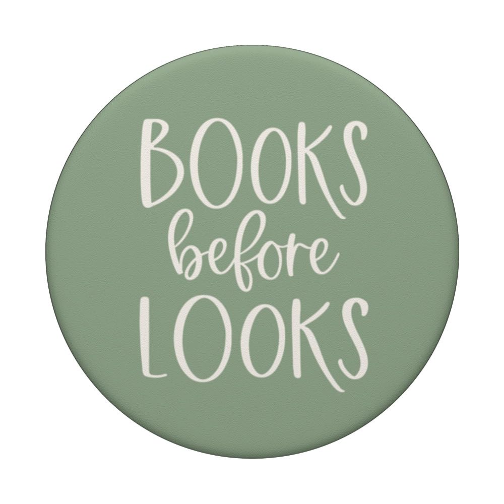 Book Nerd Books Before Looks Book Worm Book Lover Pale Green PopSockets Swappable PopGrip, Black - Image 3