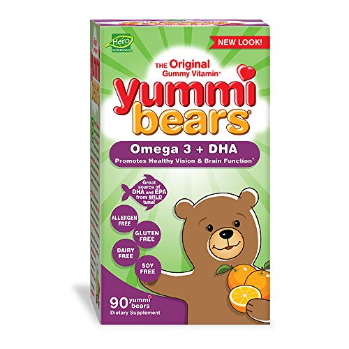 Yummi Bears Omega 3 + DHA Gummy Vitamin Supplement for Kids, 90 Count (Pack of 1)