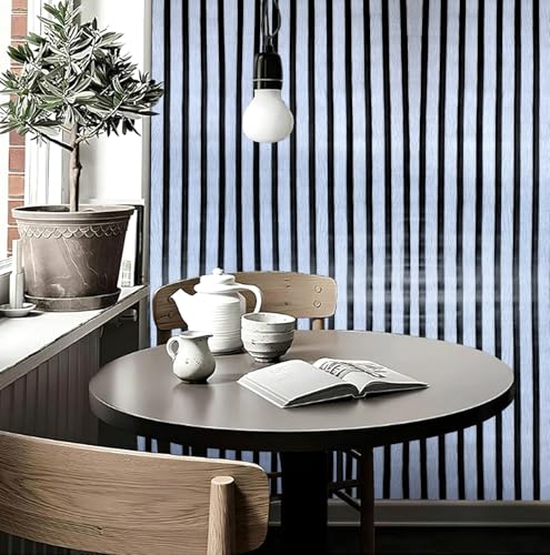 Image of Veki Luxury Floral & Botanical Geometric Wallpaper Mural - Waterproof, Moisture-Proof, Self-Adhesive PVC Wall Sticker for Home & Hotel Decoration (45cm x 300cm) (Silver Wooden Stripe)