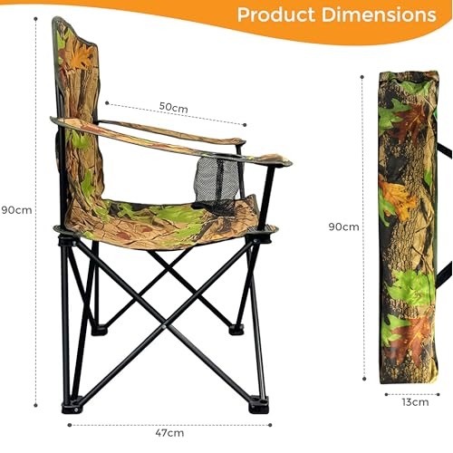 Crystals Set of 2 Folding Camping Chair Heavy Duty Structure, Waterproof & Foldable with Cup Holder & Side Pockets, Ideal for Garden, Fishing, Picnic, Camping & Travel Comfort - Image 4