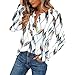 Womens Button Front Long Sleeve Blouse Print Crew Neck Pullover T Shirts Lightweight Casual Loose Fit Tops Shirts