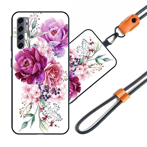 JEZSTHAI Funda Compatible con TCL 20 Pro (5G) Carcasa de Silicona Suave con Correa Colgante Correa de Cuello Cordón para Movil,Anti-Choque Protección Case con Patrón.Patrón*A02