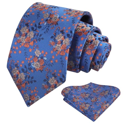 Image of Alizeal Mens 3.15inches Delicate Floral Tie with Small Flower Printed Handkerchief Set