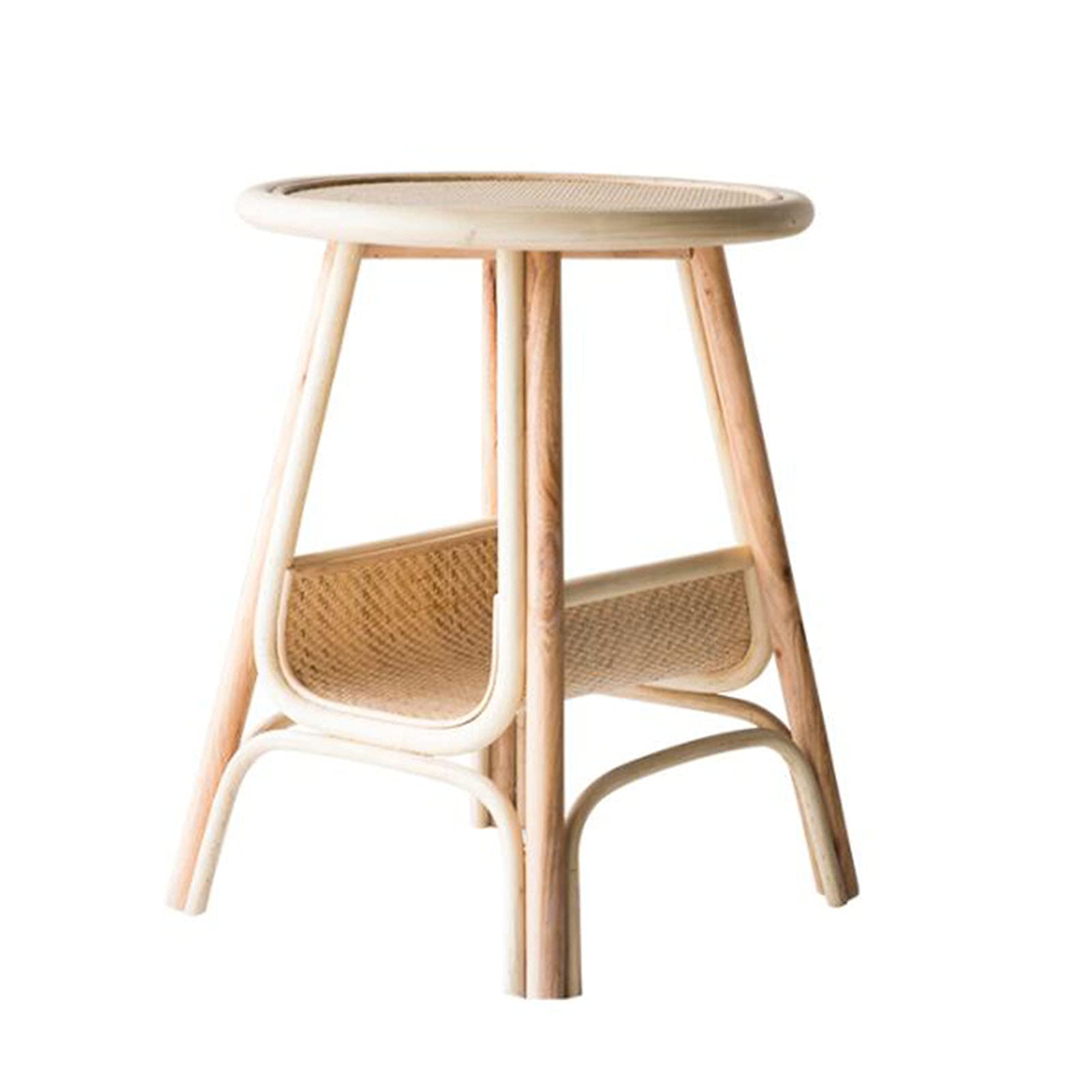 HAIZHENSide End Table Indonesian Rattan Small Coffee Table,Living Room Bedroom Balcony,Sofa Side Table for Living Room Bedroom(Size:19.68 * 19.68 * 25.59in,Color:Plant Rattan)