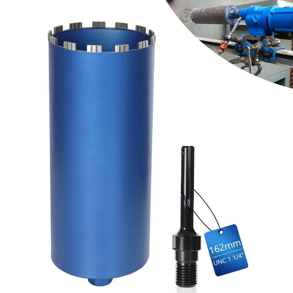 XIIW - koronka wiertnicza diamentowa do obudowy wiertniczej z 10 mm turbo, dł. 460 mm | Ø 162 mm | adapter SDS-MAX | 1 ¼ cala UNC | koronka wiertnicza do mokrego i suchego wiercenia do betonu, granitu