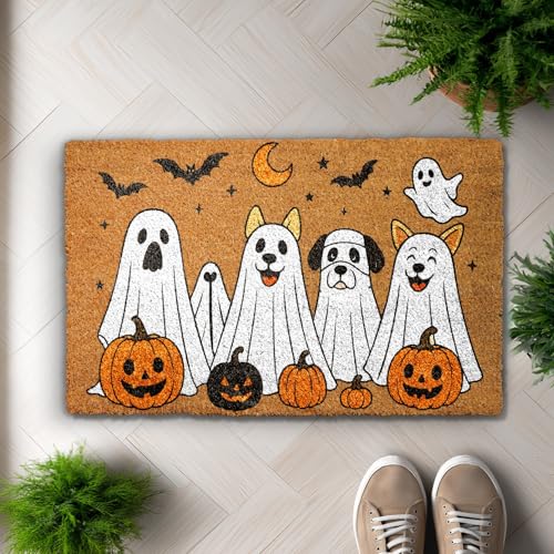 Spooktacular Welcome Mat by Ghost Gogs – Fun Halloween Doormat, Perfect for Dog Lovers, Cute Fall Decor with Pumpkins, Non-Slip & Easy to Clean for Autumn Porches - Image 3