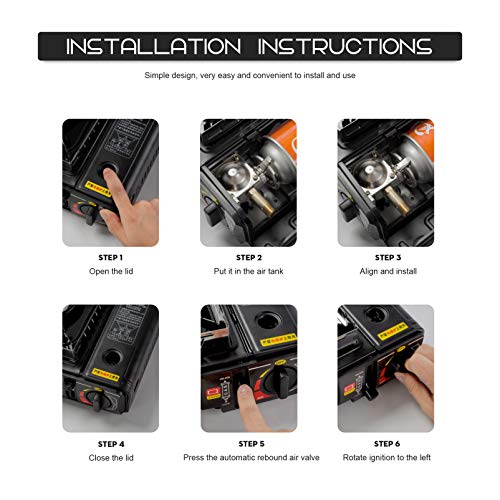 Hemoton Queimador de Fogão a Gás Butano Portátil Camping à Prova de Vento Cozinhando Queimador de Ch