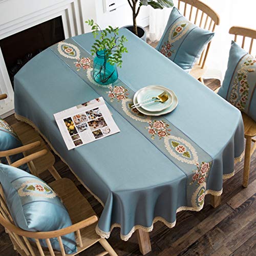 テーブルクロス 北欧 花柄 ブルー おしゃれ オリエンタル柄 防水 撥水 テーブルカバー 汚れ防止 耐熱 防油 お手入れ簡単 テーブルマット 楕円形 防塵 120*170cm 防傷 拭きやすい 食卓カバー PVC製 撥水加工 家庭用 ダイニング