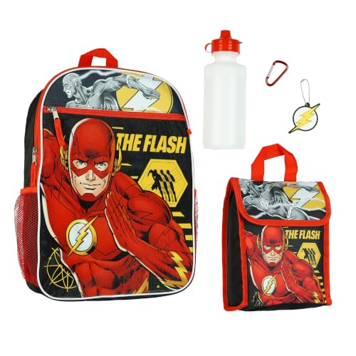 Mochila DC Comics The Flash, 40,6 cm, conjunto de 5 peças, lancheira
