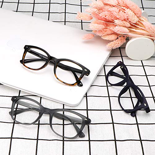 Image of Blue Light Blocking Glasses 3 Pack Square Frame Computer Gaming Reading Glasses Men Women Anti Eyestrain