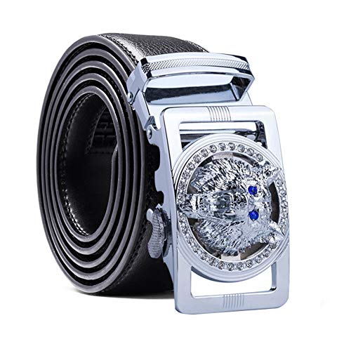 Luxury Wolf Head Buckle Belt Casual Genuine Leather Automatic Ratchet Buckle Easy Track Sliding Belt For Men2