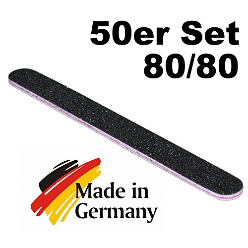 50 Stück Nagelfeile gerade schwarz grob 80/80 Kernfarbe Pink Profi-Qualität – Bild 2