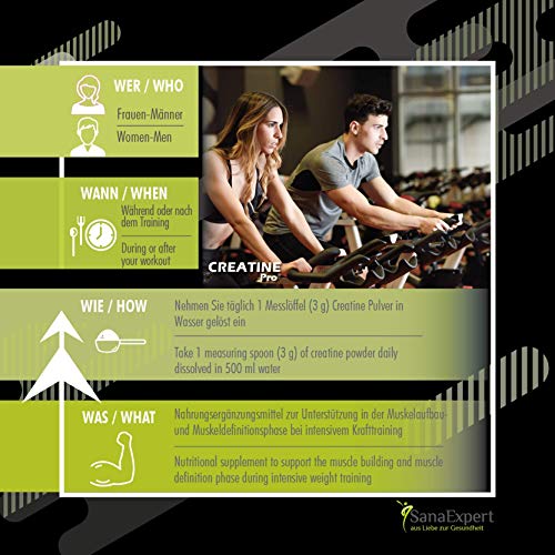 SanaExpert Creatine Pro (Creapure), sports drink for 215 servings, 100% creatine monohydrate, creatine powder, highly… - Image 7