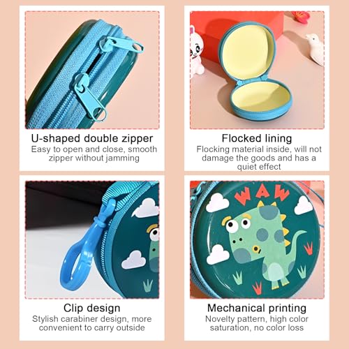 Kleingeldbörse Kinder,Forreen 5 Stück Portmonee Kinder mit Karabiner Mini Geldbörse Runde Tragbare Kreativ Dinosaurier Schlüsseltasche Geschenk für Jungen und Mädchen