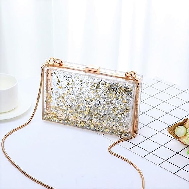 JeVenis Womens Transparent Sequins Chain Clutch Evening Handbag Party Cross-body Purse (Silver)4
