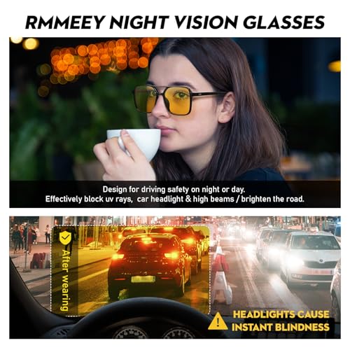 Night Vision Driving Glasses for Women 70s Aviator Sunglasses Double Bridge Anti Glare Glasses3