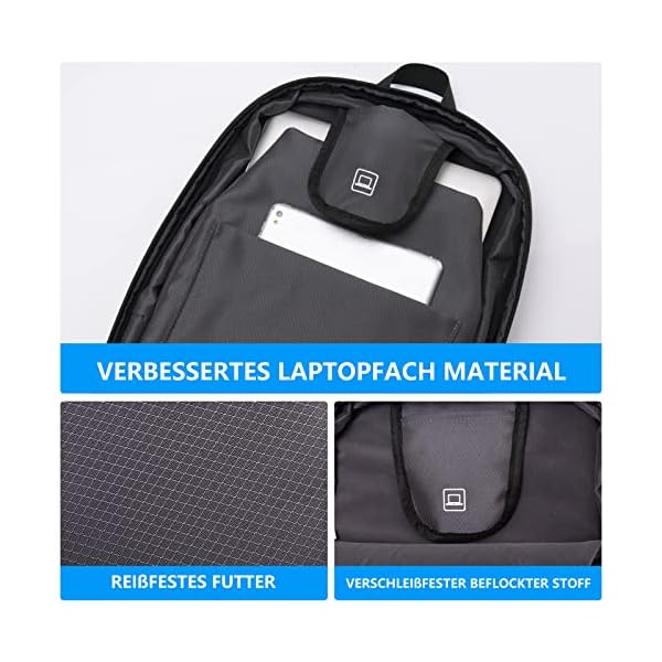 FENRUIEN Erweiterbarer 18L-26L Rucksack, Laptop Rucksack Wasserdicht Schulrucksack mit USB-Ladeanschluss Anti Diebstahl… – Bild 8