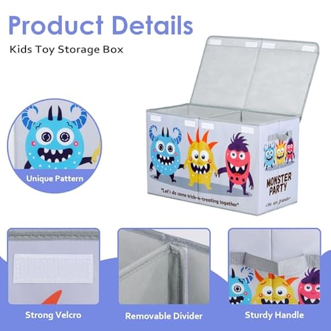Toy Box Chest with Flip-Top Lid for Kids, Large Collapsible Oxford Toy Storage Box with Handles for Boys Girls, Waterproof Sturdy Dustproof Toy Box for Bedroom Playroom, 25.5¡Á11.8¡Á15.7 Inch