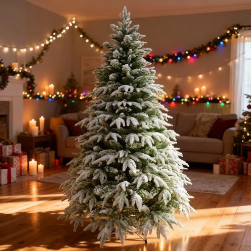 4ft/1.2m Künstlicher Weihnachtsbaum Lappland Tanne - Schnee beflockt Grün 332 PE/PVC Zweigspitzen… – Ansicht 2