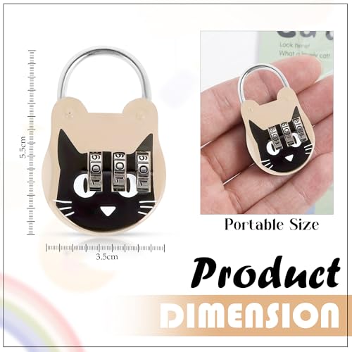 Image of GLUN Printed Cute Cat 3 Number Rechangeable Combination Pad Lock, Metal Body Paint Coated Number Lock for Luggage & Bags