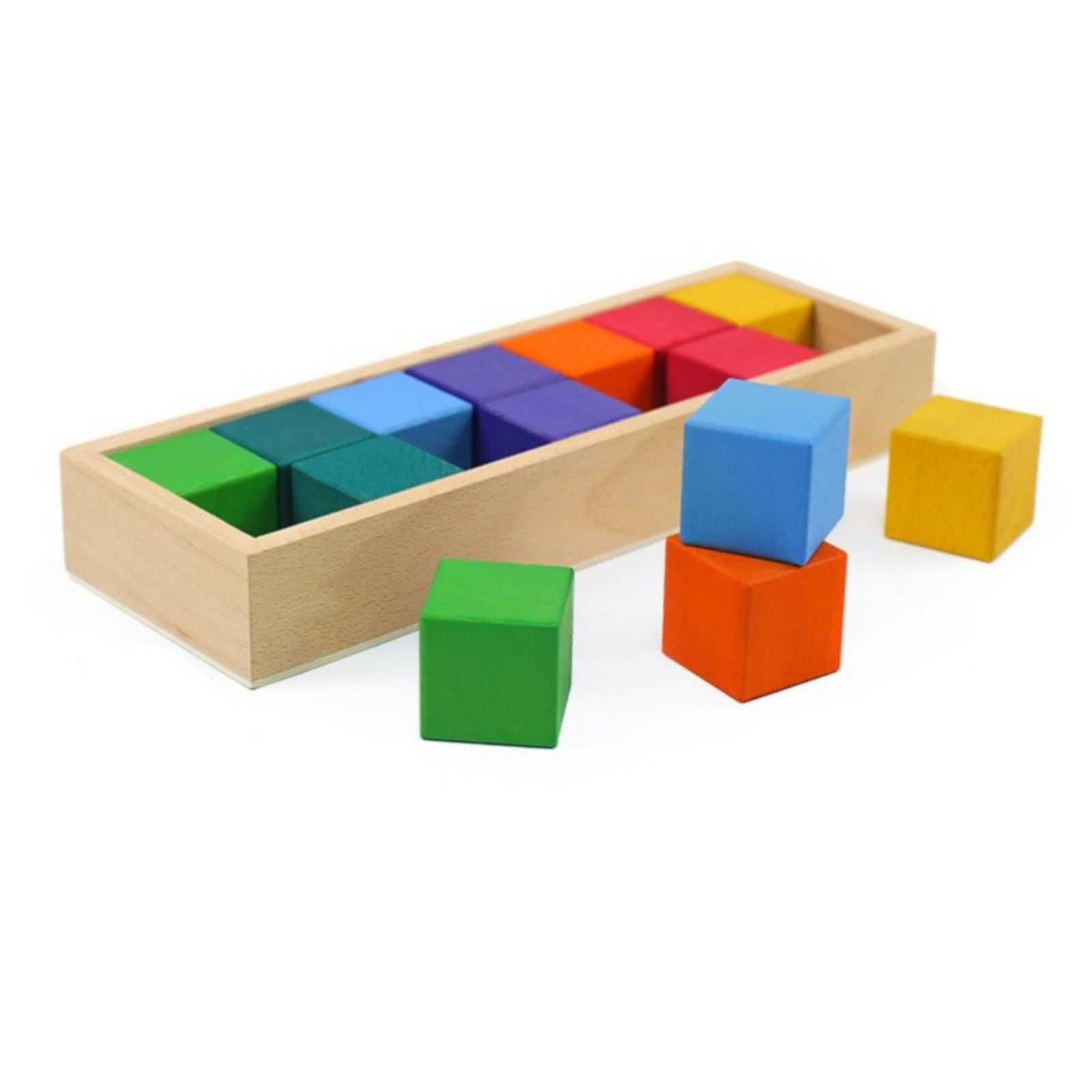 Rainbow Building Blocks Juegos Educativos Bloques de Madera Apilables Juguetes Didácticos Formas Geométricas Desarrollo Creativo Adecuado para Preescolares Salas de Juegos, Cuadrado