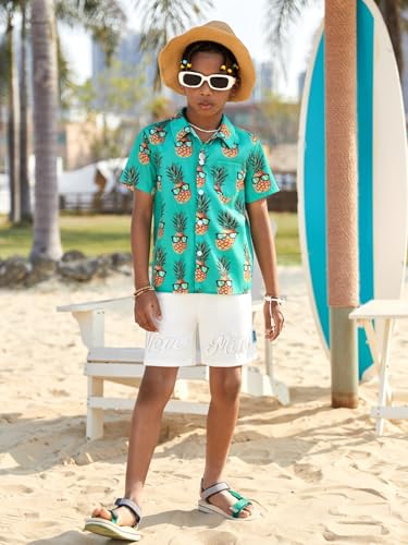 WDIRARA Boy's Fruit Print Button Down Boho T Shirt Collared Neck Short Sleeve Casual Summer T Shirts3