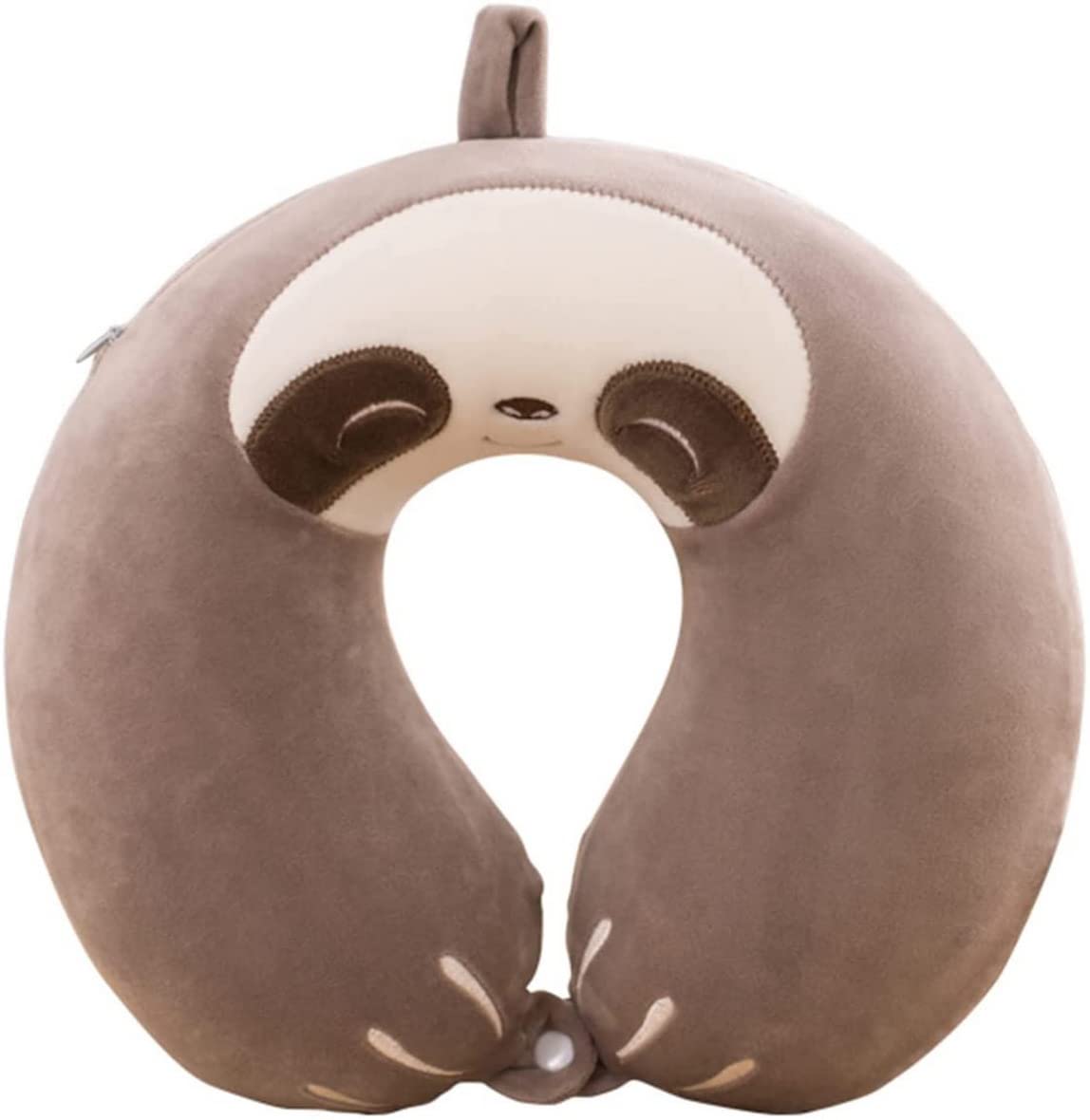 Aoopoo Sloth Kids Travel Pillow, Animal Neck Support U Shaped Cushion Plush For Airplane Train, Children Neck Pillow Chin & Neck Support Cushion With Animal Super Soft Cover Travel Partner (Sloth)
