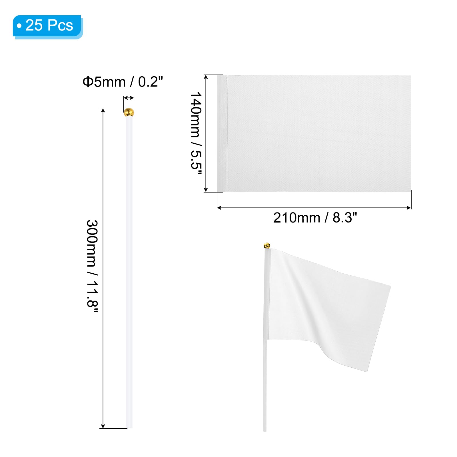 PATIKIL Lot de 16 mini drapeaux vierges à sublimation, pour jeux de cartes, anniversaire, cour, pelouse, marquage au sol, sport, golf, fête, remise de diplôme, irrigation, 30 x 21,1 cm