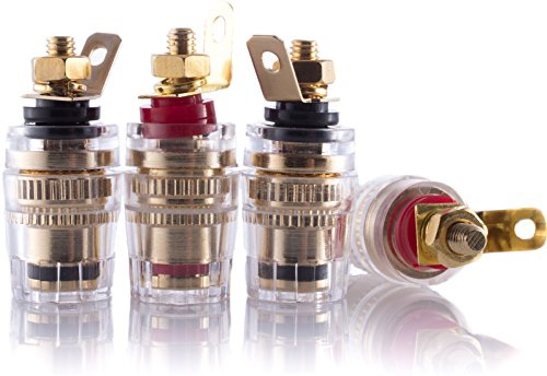 8 bornes Hi-Fi Lab chapados en oro de 24 K, terminales de altavoz, conectores banana hembra de audio de gama alta, enroscables