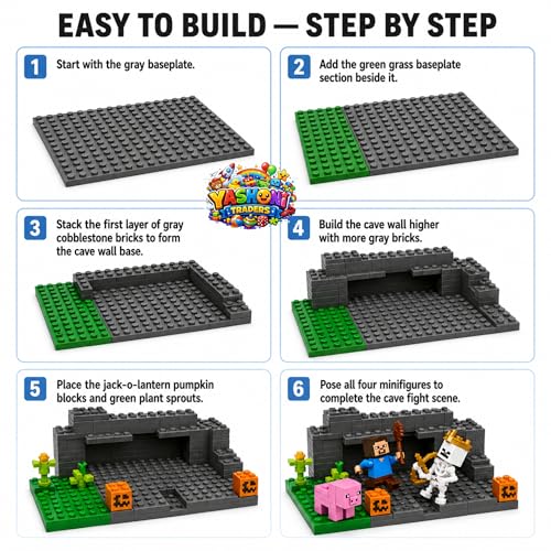 Image of Yashoni Building Blocks Toy Set for Kids | DIY STEM Construction Bricks with Mini Figures, Creative Models & Educational Play Set|Blocks Game (89, The Cave Fight)