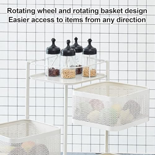 Rack de rangement rotatif blanc à 3 niveaux pour cuisine