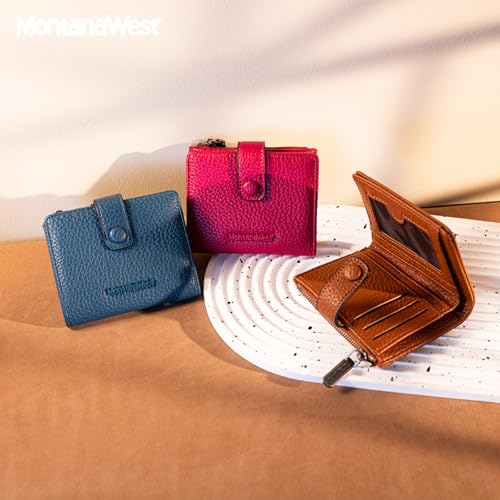 Image of Montana West Wallet Women RFID Blocking Wallets, Card Cases & Money Organizers Wallets with Zipper Coin Pocket, 2 Navy, 4.5 inch x 4 inch x 1 inch, Vintage
