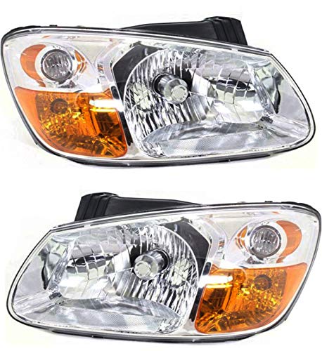 Evan-Fischer Headlight Set Compatible with 2007-2009 Kia Spectra Left Driver and Right Passenger Side Halogen With bulb(s)