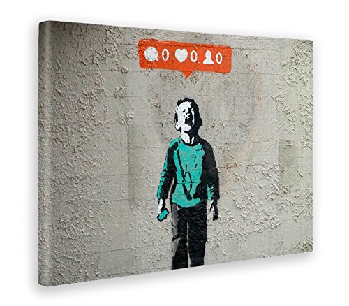 Giallo Bus - Cuadro - Prensa Sobre Tela Canvas - Banksy - Bimbo Che Piange- 100 X 140 Cm