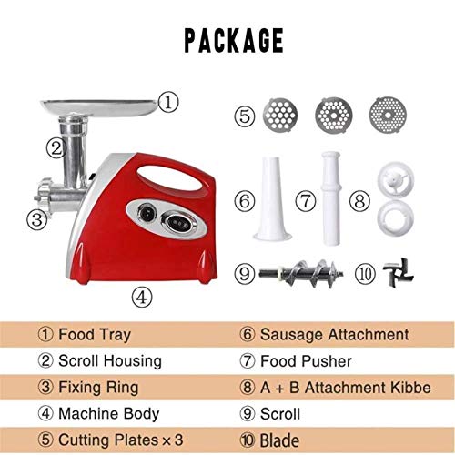 RANRANJJ Fleischwolf Electric, 3-in-1 Wurstfüllhorn und Metall Fleischwolf, elektrische Haushaltsklein Multifunktionale… – Bild 3