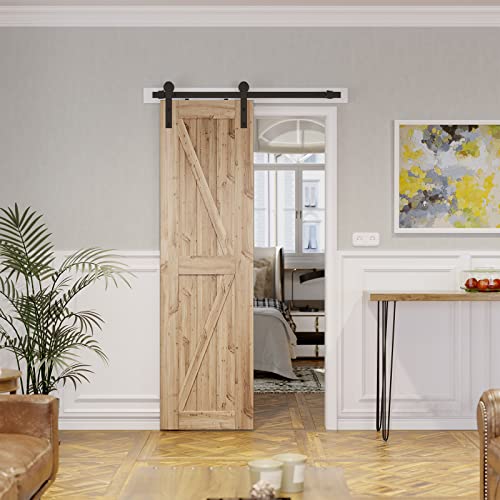 Smartstandard 4.0Ft Heavy Duty Sturdy Sliding Barn Door Hardware Kit -Smoothly And Quietly -Easy To Install -Includes Step-By-Step Installation Instruction Fit 24" Wide Door Panel (I Shape Hanger) #TOP6