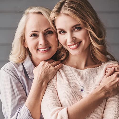 Mothers Day Gifts for Mom, Heart Necklace Gifts for Her Sterling Silver Birthstone Pendant Necklace Birthstone Birthday Gifts Mothers Day Gifts for Girls Wife Girlfriend Daughter Jewelry Gifts2