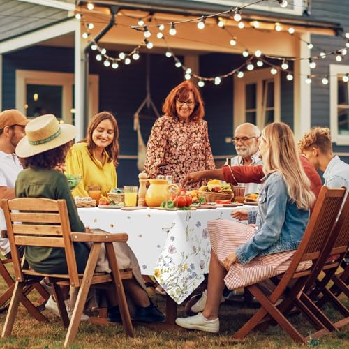 Image of Ganeen 3 Pcs Floral Tablecloth Wildflower Butterfly Disposable Plastic Tablecloth Rectangle Table Covers for Summer Spring Holiday Weeding Birthday Tea Party Supplies and Decoration, 54 x 108 Inch