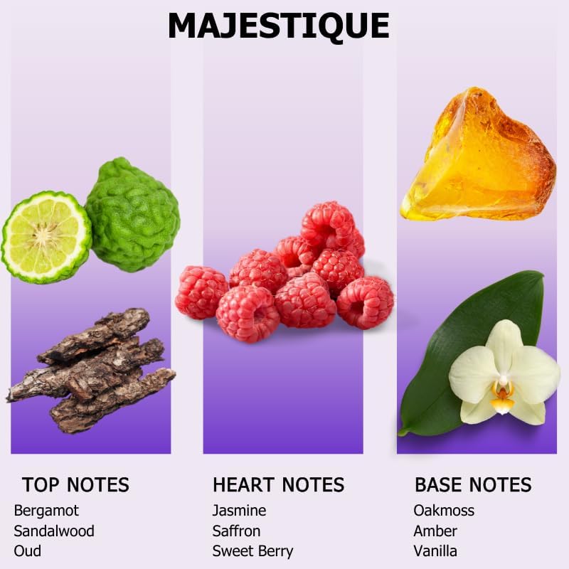 Aromely Diffuser Oil Majestique a Sophisticated Blend of Bergamot, Sandalwood, Oud, Jasmine, Saffron, Sweet Berry, Oakmoss, and Vanilla Creating an Exquisite Fragrance for Scent Diffusers (50ml) - Image 3