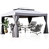 Grand patio 10×13 ft patio gazebooutdoor gazebo canopy with mosquito netting and curtainssturdy straight leg tent soft top gazebo for patios deck backyard  urban country home decor