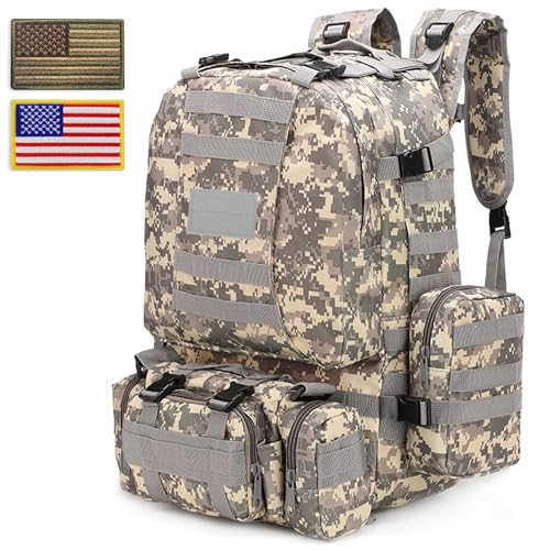 aiGear 55L Tactical Backpack ACU Hiking Backpack Molle EDC Military Backpack for Men Women - aiGear