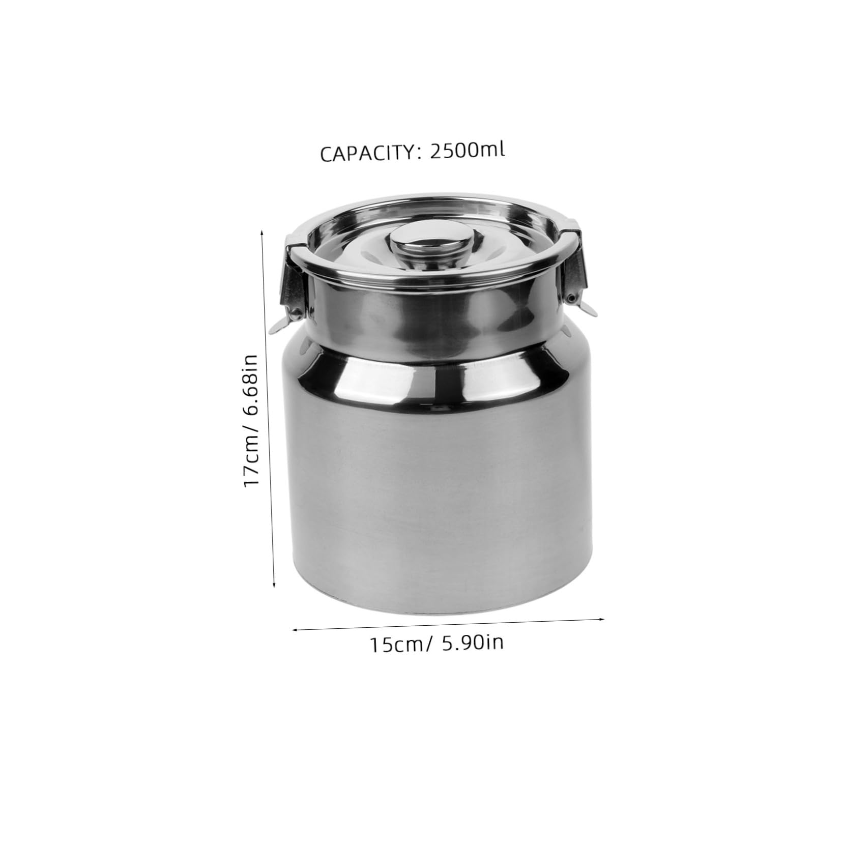 Amosfun Lata de Leche de Acero Inoxidable de 2.5l Tapa Hermética y Diseño Multiusos para Almacenamiento Seguro en Exteriores y Cafeterías