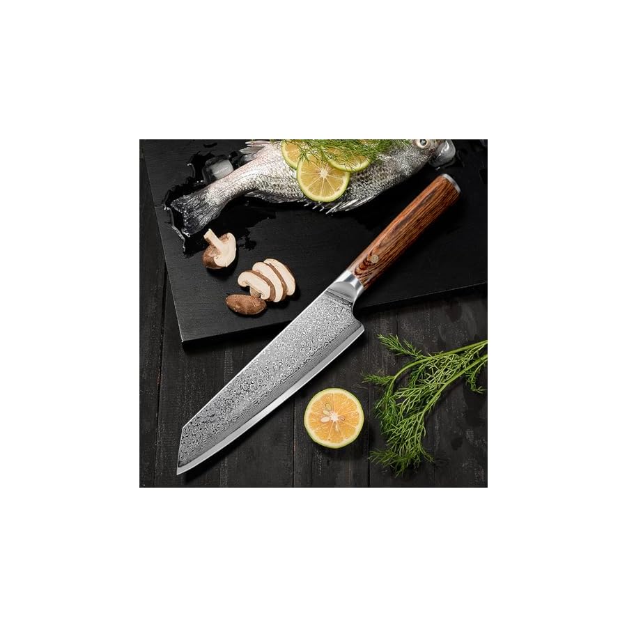 Ompusos-Chef-Knife-8-Inch-Super-Sharp-Pro-Japanese-Kitchen-Knives-Damascus-Chefs-Knife-VG-10-High-Carbon-Stainless-Steel-Ergonomic-Wooden-Handle-Cooking-Knife-Gift-Box-for-Family-Restaurant Ompusos Chef Knife 8 Inch, Super Sharp Pro Japanese Kitchen Knives, Damascus Chefs Knife VG-10 High Carbon Stainless Steel, Ergonomic Wooden Handle Cooking Knife, Gift Box for Family & Restaurant