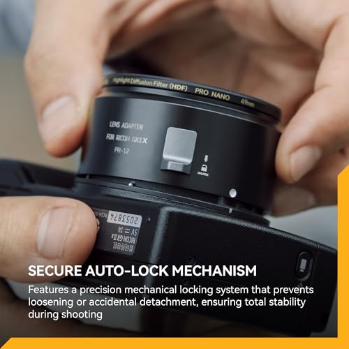 Adaptador de lente NiSi PR-12 para Ricoh GR IIIx y MK II, diseño con bloqueo seguro, compatible con rosca de 49 mm para filtros y accesorios, reemplaza al GA-2, aluminio miniatura 3