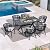 PURPLE LEAF 7 Pieces Outdoor Dining Set All Weather Wicker Patio Dining Set with Rectangular Aluminum Table and Modern Armrest Dining Chairs for Garden Deck Backyard Kitchen, Grey