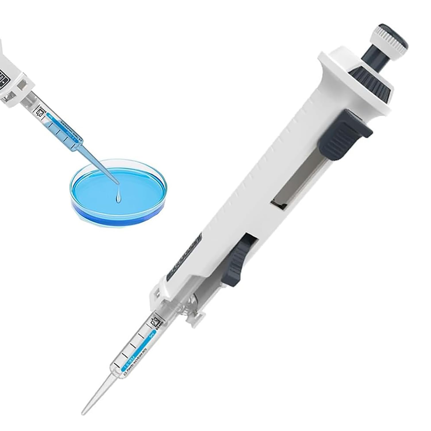 COYEUX Pipetta monicanale da Laboratorio, pipetta Stepper a 5 Marce, con puntali da 5 ml, Pipette Continue da 0,5 ml a 50 ml, per Chimica, Industria, Ricerca scientifica