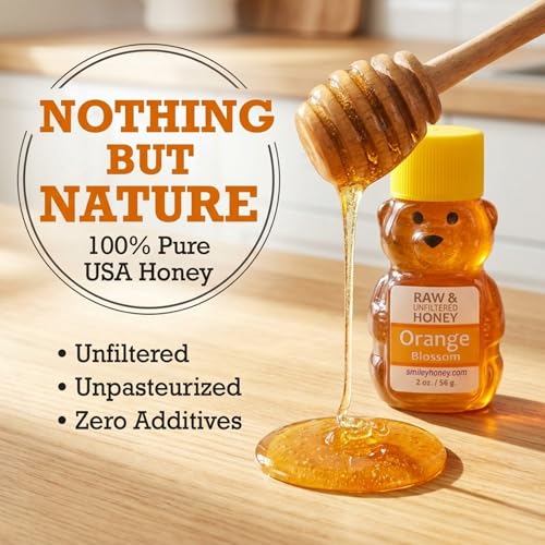 Paquete de 3 frascos de miel pura naranja 2oz miniatura 2