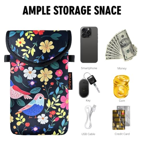 Image of Neoprene Phone Sleeve Pouch Case Bag for Men Women w /Crossbody Strap /Neck Lanyard for iPhone 17 /16 /15 /14 Pro Max, Samsung S25，Pixel 10