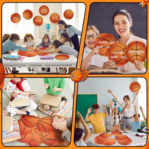 Image of TaoBary 24 Pcs 7.09in Basketball Cutouts in 6 Design Paper Basketball Bulletin Board Decorations for Birthday Classroom Poster Lockers Baby Shower DIY Wall Banner Sport Theme Party Supplies