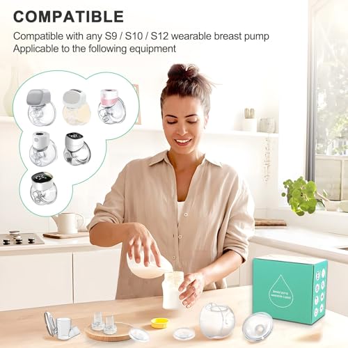 Image of Wearable Breast Pump Parts Milk Collector Cup 24mm Flange Compatible with Momcozy /TSRETE S9 /S12 Pump Replacement Parts, Extra 5pcs Flange Inserts